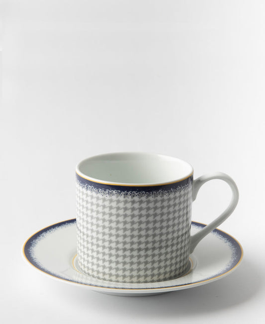 Jenna Clifford Galateo Blue Check Coffee Mug - White