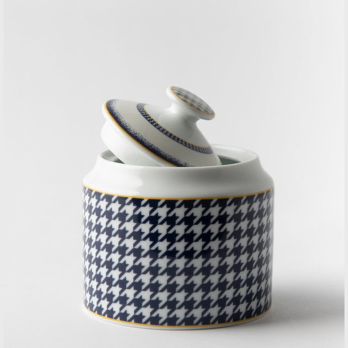 Jenna Clifford Galateo Blue Check Sugar Pot - Blue