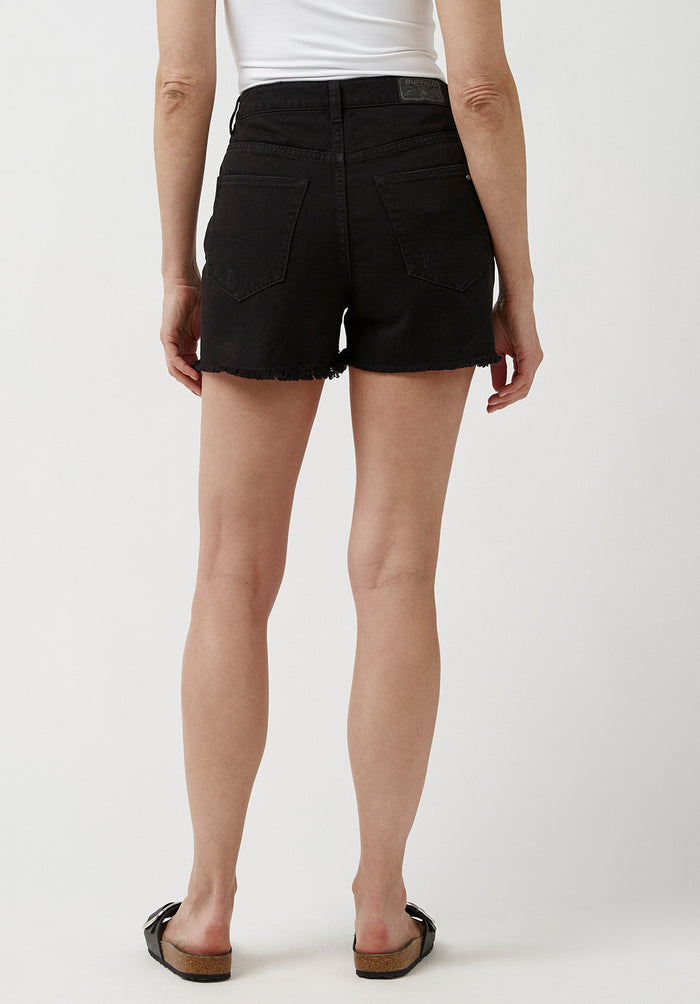 Buffalo Women Shorts Black Denim Denim Shorts Rigid High Rise Distress Wash Wash