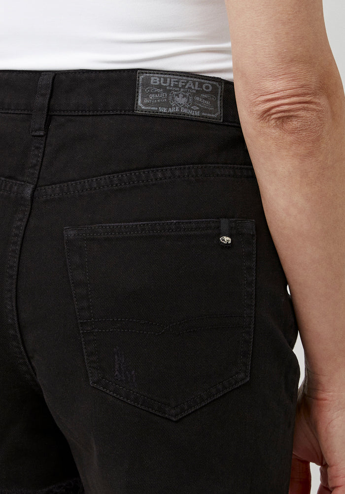 Buffalo Women Shorts Black Denim Denim Shorts Rigid High Rise Distress Wash Wash