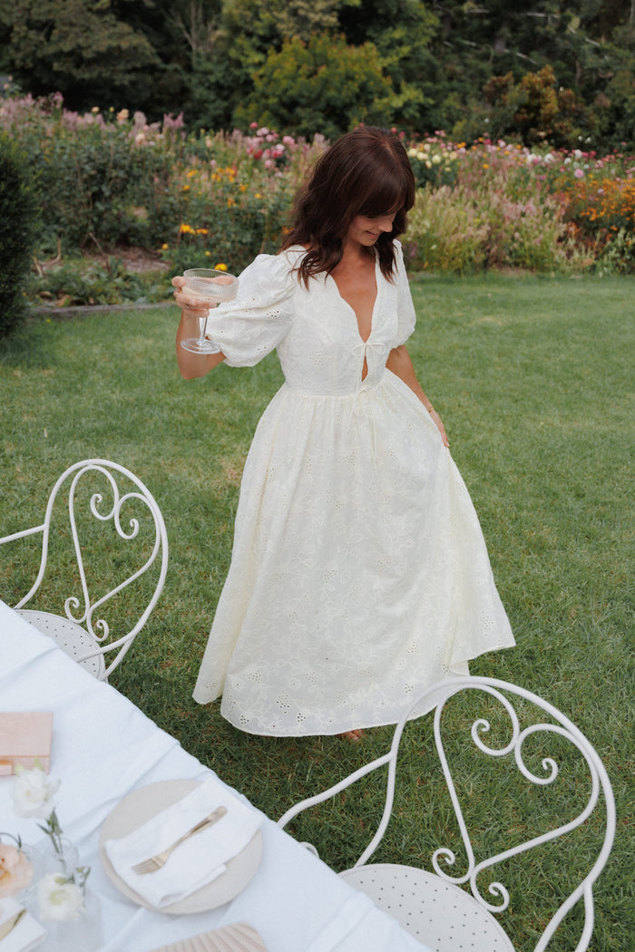 Petal and Pup USA DRESSES Karla Maxi Dress - Butter Yellow Broderie