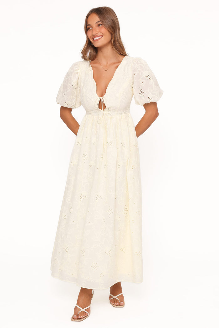 Petal and Pup USA DRESSES Karla Maxi Dress - Butter Yellow Broderie