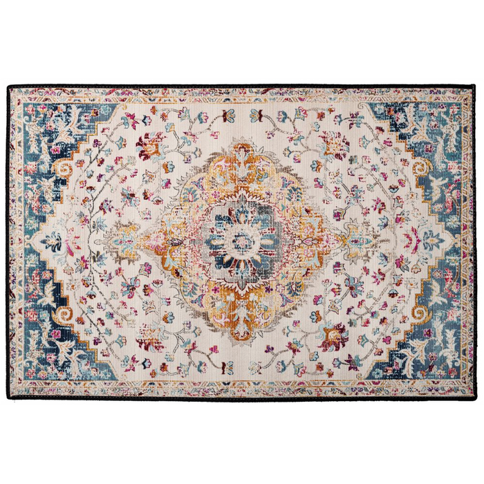 Kashana Persian Indoor/Outdoor Floor Mat Antique Cream Teal