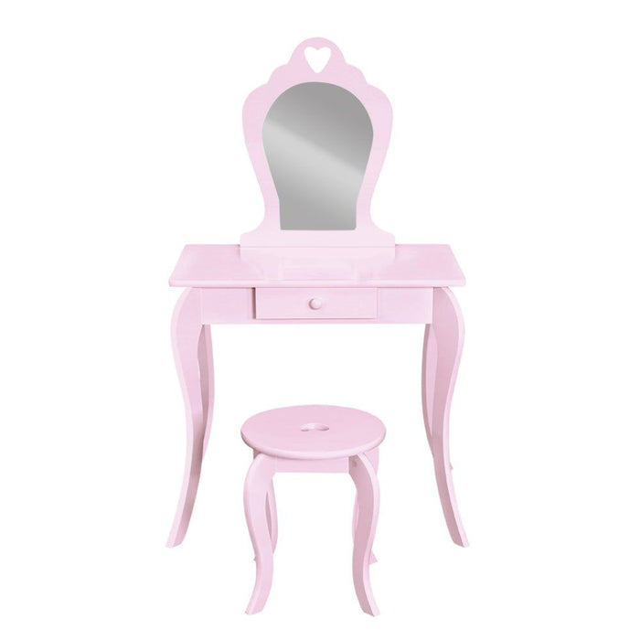 Keezi Kids Dressing Table Stool Set Vanity Mirror Princess Children Makeup Pink -Home Living Store - -