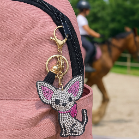 ✨ KeyChain / Bag Charm: Chihuahua ~ Sparkle ~ White