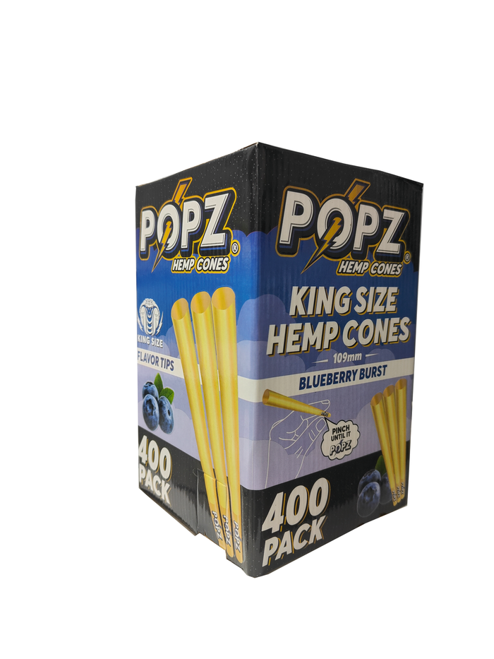 King Palm POPZ King Size Hemp Cones  Terpene Infused Bulk Box - 400 Cones