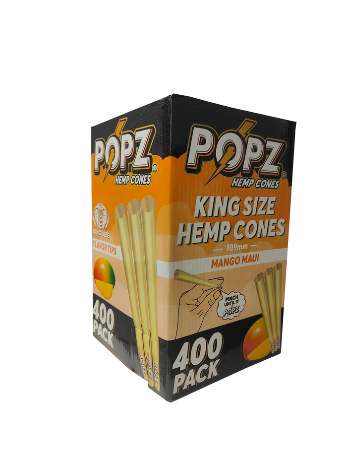 King Palm POPZ King Size Hemp Cones  Terpene Infused Bulk Box - 400 Cones