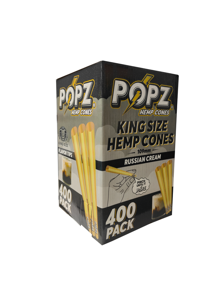 King Palm POPZ King Size Hemp Cones  Terpene Infused Bulk Box - 400 Cones