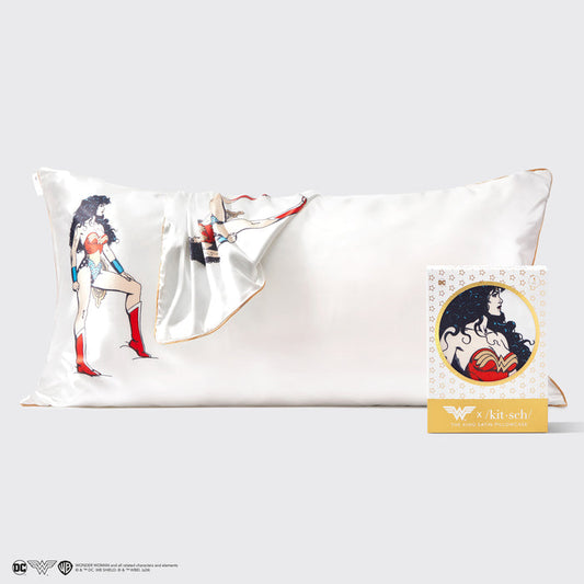 Kitsch x Wonder Woman King Satin Pillowcase — Believe in Wonder hero