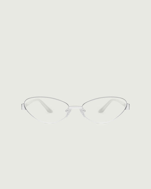 Silver::Kitty Eyeglasses cateye silver metal front