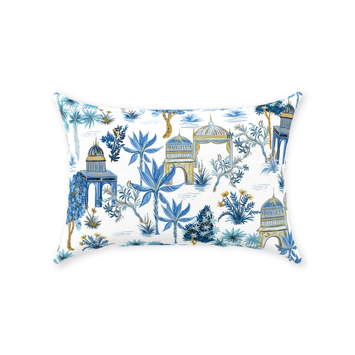 Le Jardin Cotton Pillows Blue & White Chinoiserie Temples