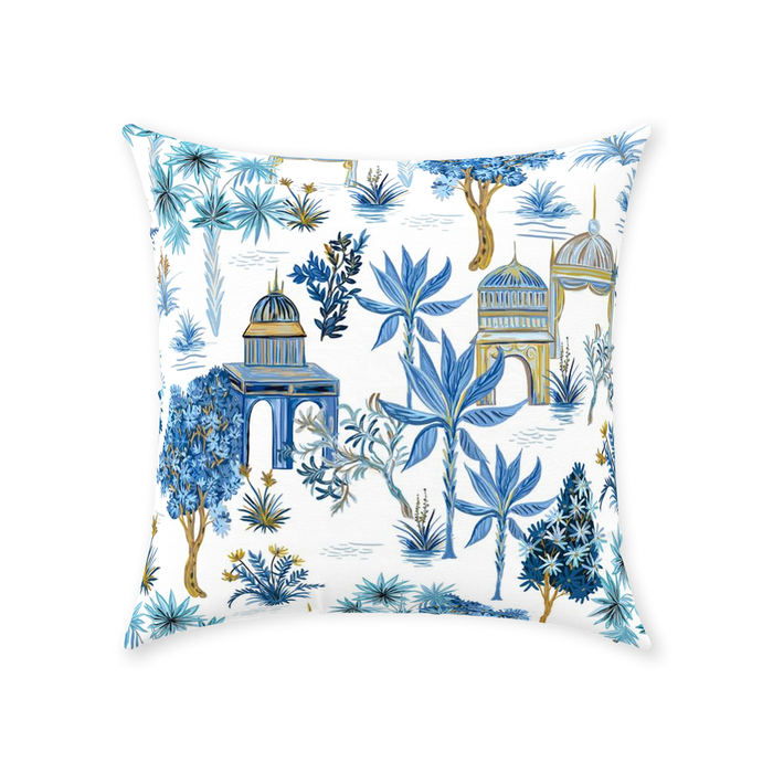 Le Jardin Cotton Pillows Blue & White Chinoiserie Temples