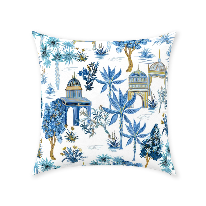 Le Jardin Cotton Pillows Blue & White Chinoiserie Temples