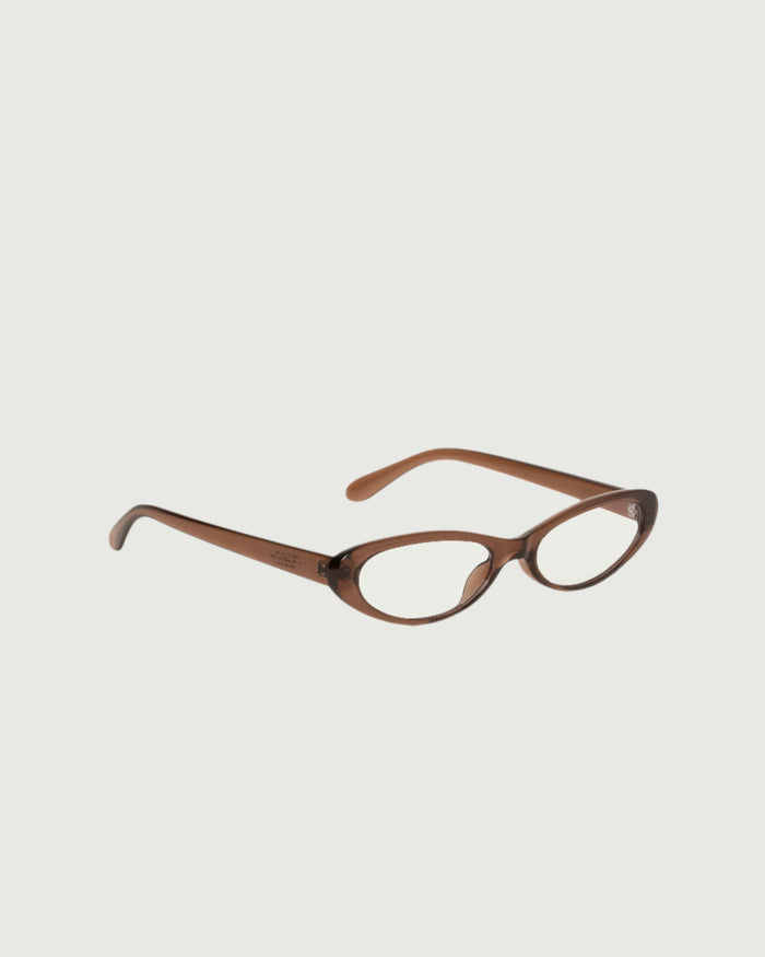 Walnut::Leia Eyeglasses cateye Brown recycled polyester front diagonal