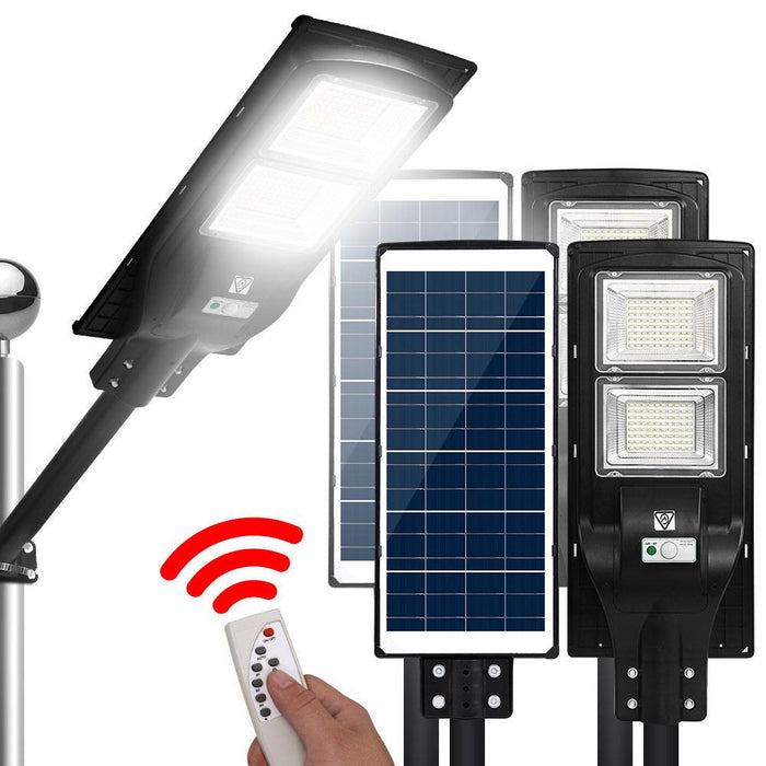 Leier 160 LED Solar Street Light 120W Flood Motion Sensor Remote Outdoor Wall Lamp x2 -Home Living Store - -