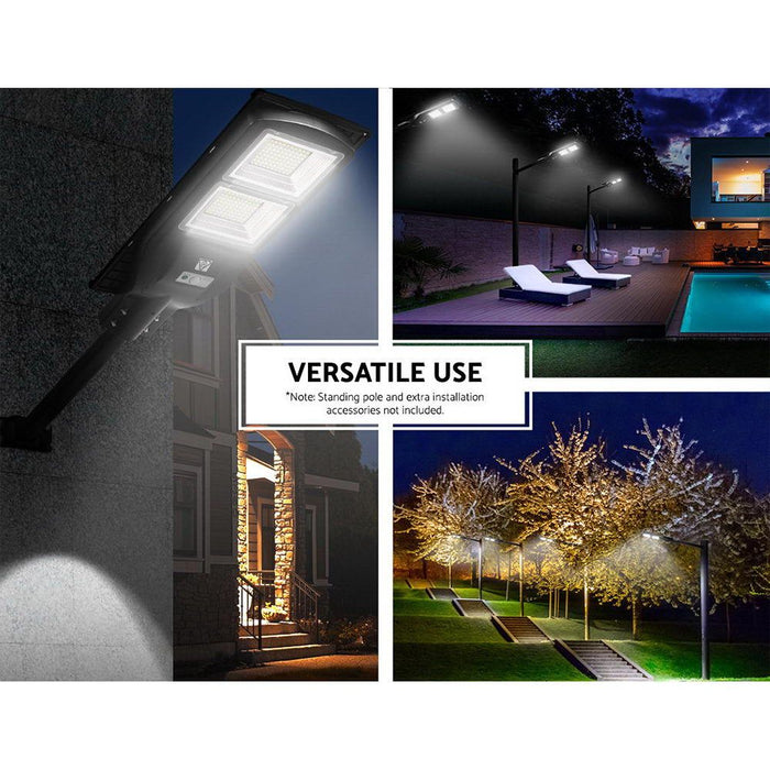 Leier 160 LED Solar Street Light 120W Flood Motion Sensor Remote Outdoor Wall Lamp x2 -Home Living Store - -