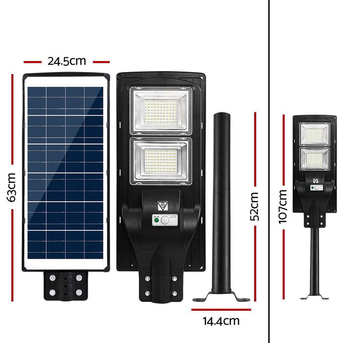 Leier 160 LED Solar Street Light 120W Flood Motion Sensor Remote Outdoor Wall Lamp x2 -Home Living Store - -