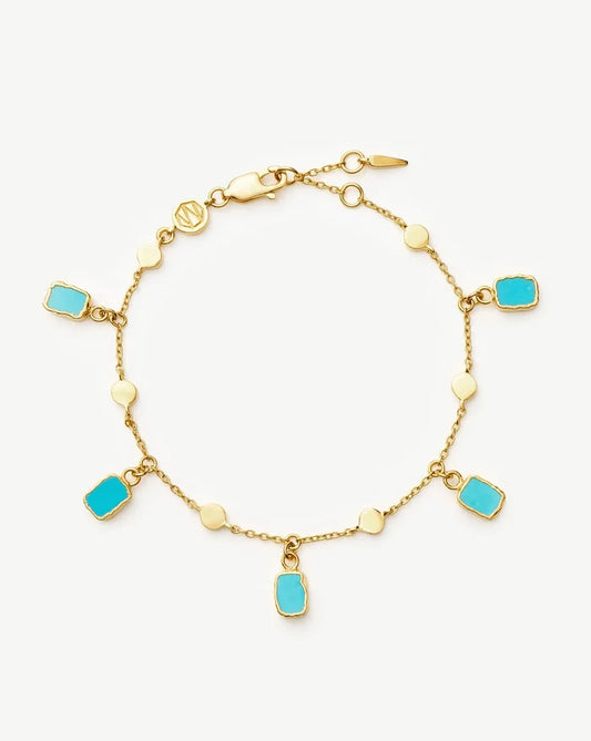 Lena Charm Bracelet | 18ct Gold Plated/Turquoise Bracelets Missoma