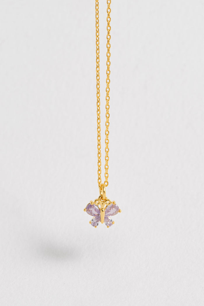 Lilac CZ Butterfly Necklace