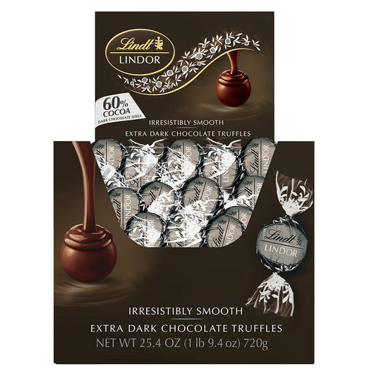 Lindt 60% Extra Dark Lindor Truffle Candy - 60 Count