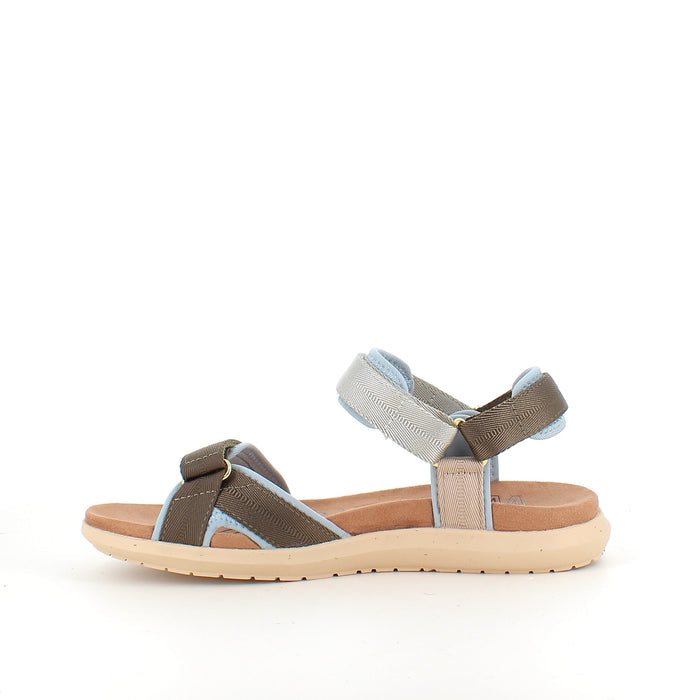 Ljusblå/grön Woden sandal med bra fotvalvsstöd