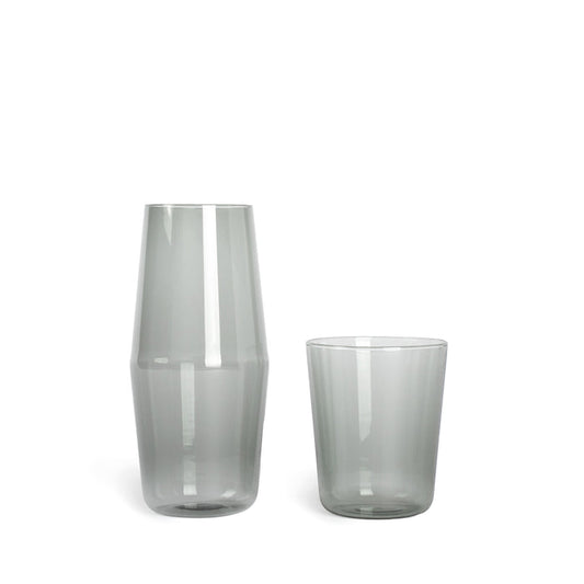 R+D.LAB Luisa Bonne Nuit Carafe and Glass Set in Fog Separate