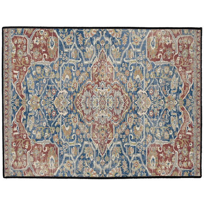 Mandana Persian Indoor/Outdoor Floor Mat Faded Blue Red