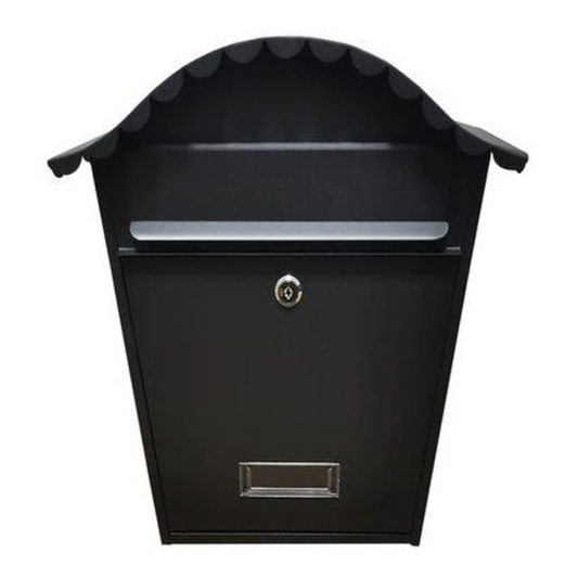 Manor Grain Black Steel Postbox