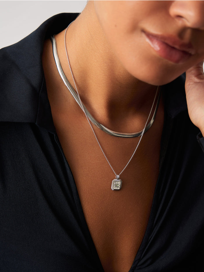 March Birthstone Pendant Necklace | Dyed Aqua Chalcedony/March Necklaces Missoma