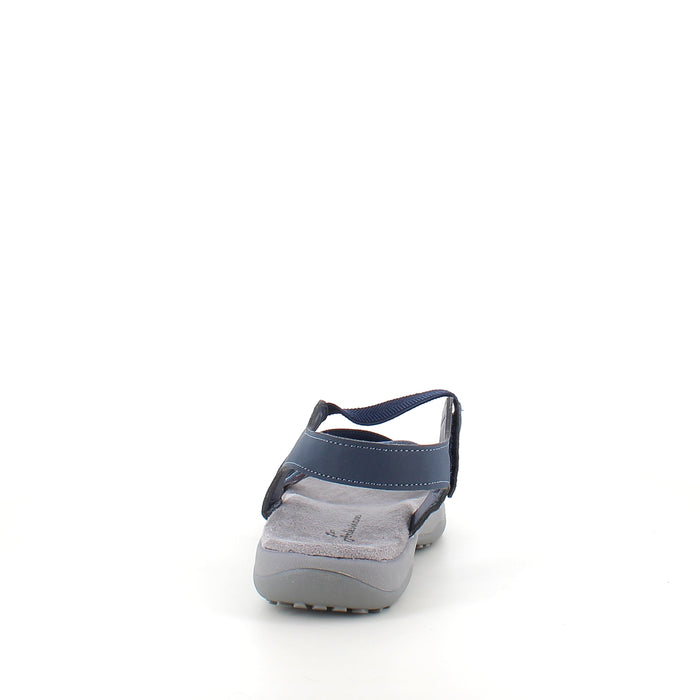 Marinblå sandal med elastiska remmar & kardborre – lugn & maritim stil