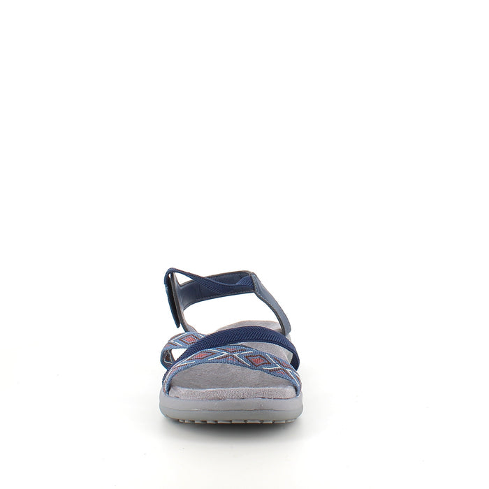 Marinblå sandal med elastiska remmar & kardborre – lugn & maritim stil