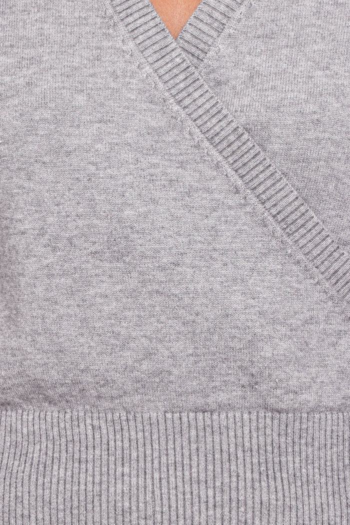 Petal and Pup USA KNITWEAR Marshall Wrap Knit Sweater - Grey