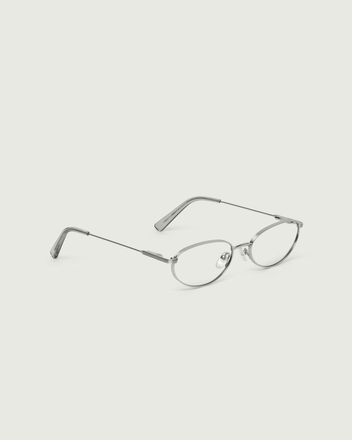 Silver::Marshall Eyeglasses oval Gray metal front diagonal