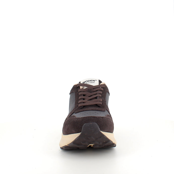 Mathilde Runner Leather – chokladbrun Woden-sneaker med lätt gångsula