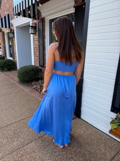 Maxi Solid Blue Dress