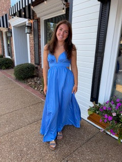 Maxi Solid Blue Dress