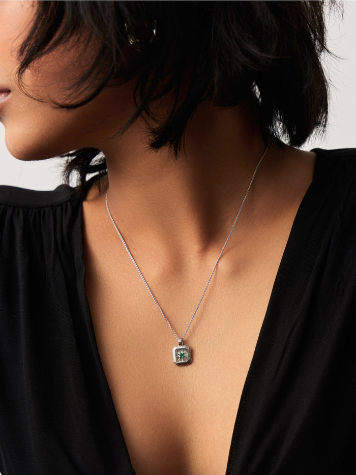 May Birthstone Pendant Necklace | Dyed Green Chalcedony/May Necklaces Missoma