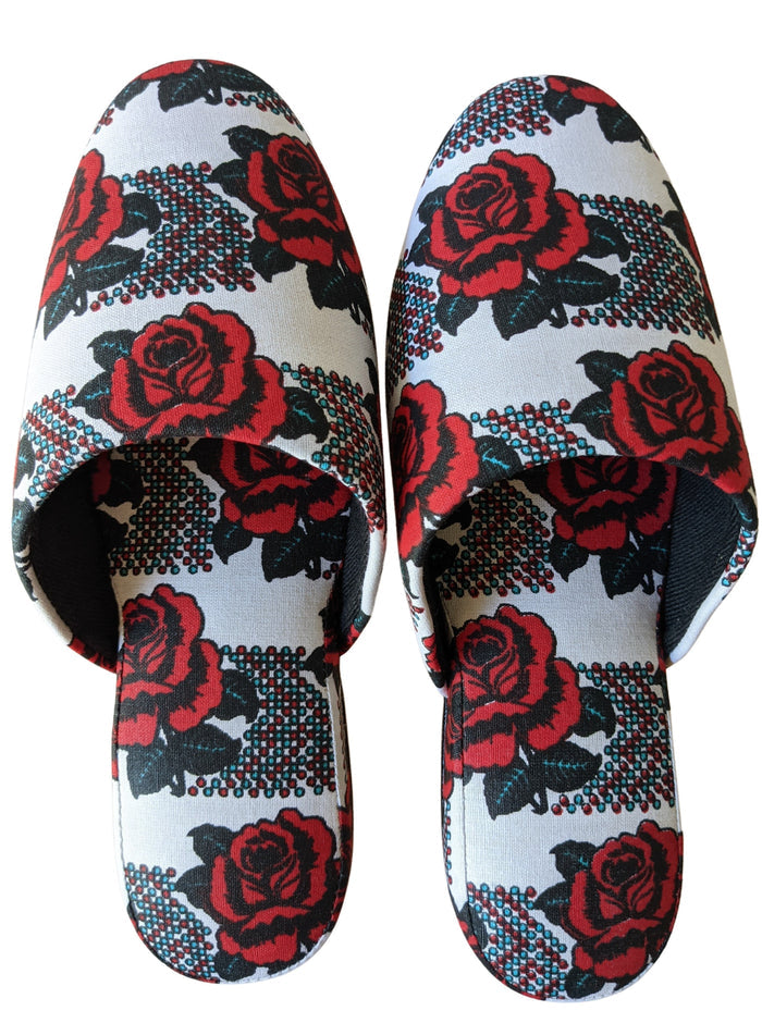 Medium Rose Print Mix Slippers [vinyl sole] 2021AW Rose M07 [Size: Medium] Rose M07 - Heiwa Slipper