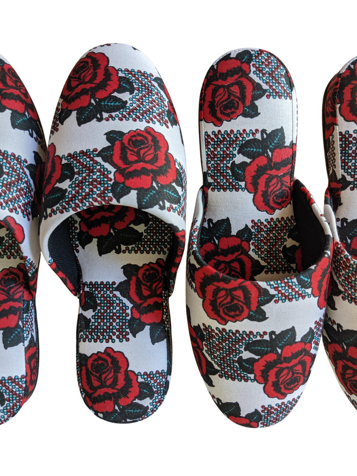 Medium Rose Print Mix Slippers [vinyl sole] 2021AW Rose M07 [Size: Medium] Rose M07 - Heiwa Slipper