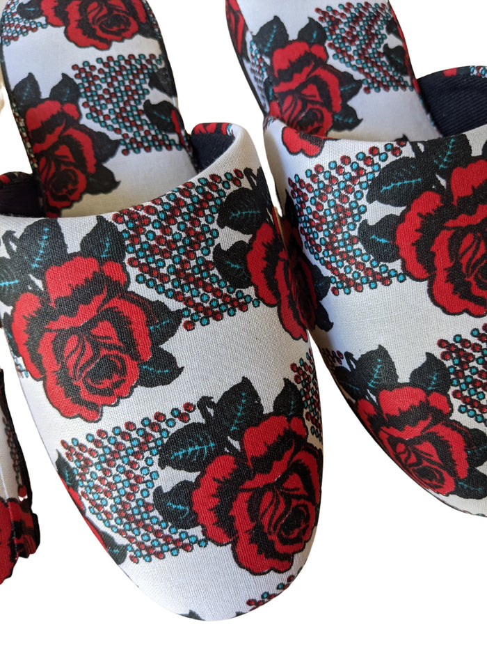 Medium Rose Print Mix Slippers [vinyl sole] 2021AW Rose M07 [Size: Medium] Rose M07 - Heiwa Slipper