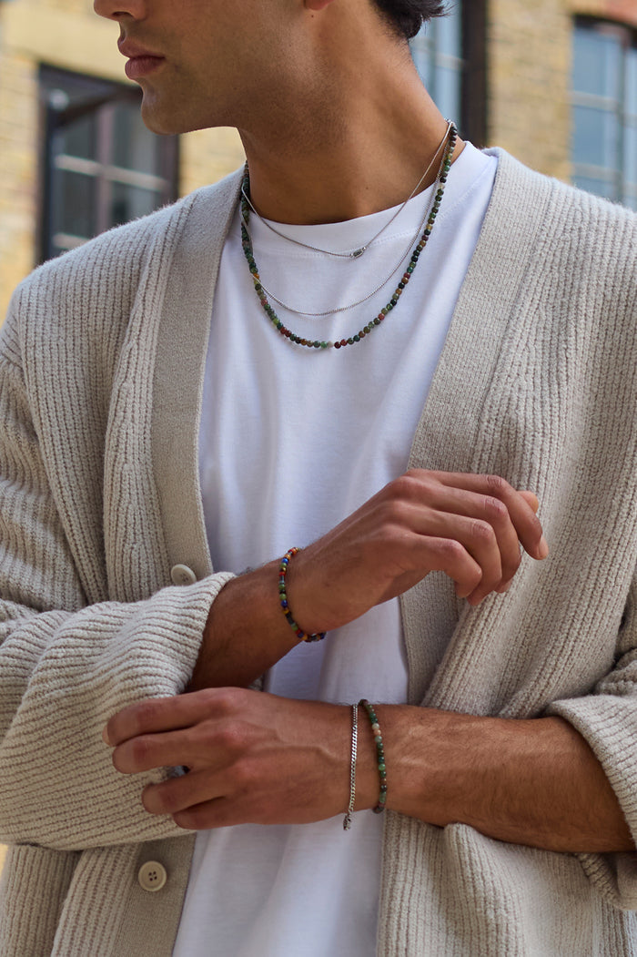 Men's Green Agate Duo Bracelet Set
