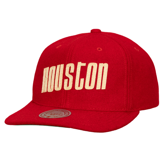 Men's Houston Rockets Mitchell & Ness HWC Retro Roots Melton Adjustable Cap