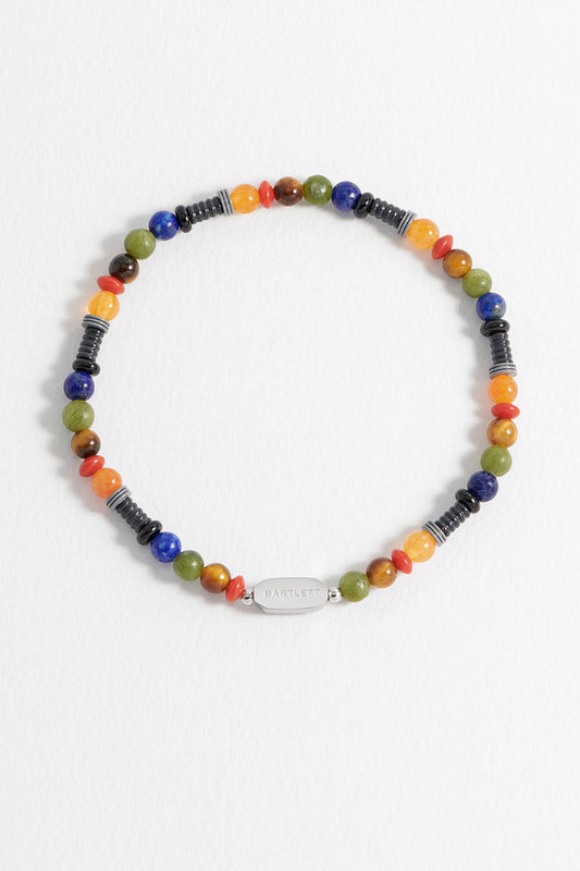 Men's Mixed Gemstone And Acrylic Beaded Bracelet