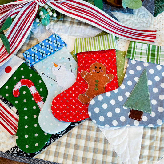 Merry Quick Stitch Stockings (Downloadable Machine Embroidery Pattern)