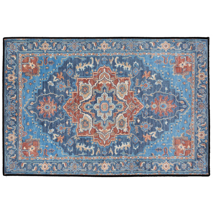 Miletus Persian Indoor/Outdoor Floor Mat Antique Blue Red
