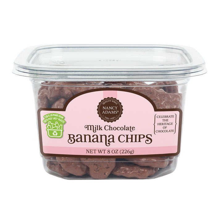 Milk Chocolate Covered Banana Chips Candy - 12 Count Tubs
