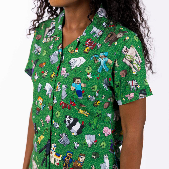 RSVLTS Minecraft Women's Short Sleeve Shirt Minecraft "Overworld Odyssey" – Women's KUNUFLEX Short Sleeve Shirt Minecraft "Overworld Odyssey" – Women's KUNUFLEX Short Sleeve Shirt