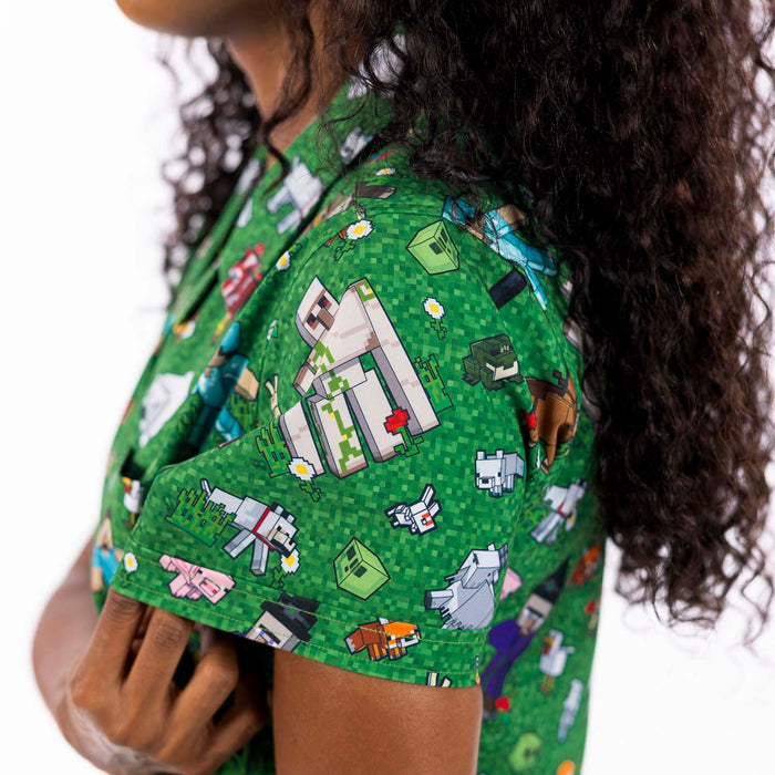 RSVLTS Minecraft Women's Short Sleeve Shirt Minecraft "Overworld Odyssey" – Women's KUNUFLEX Short Sleeve Shirt Minecraft "Overworld Odyssey" – Women's KUNUFLEX Short Sleeve Shirt