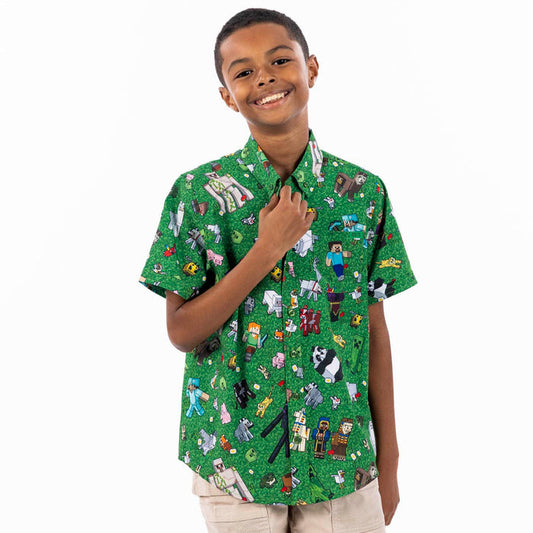 RSVLTS Minecraft Youth Short Sleeve Shirt Minecraft "Overworld Odyssey" – Youth KUNUFLEX Short Sleeve Shirt Minecraft "Overworld Odyssey" – Youth KUNUFLEX Short Sleeve Shirt