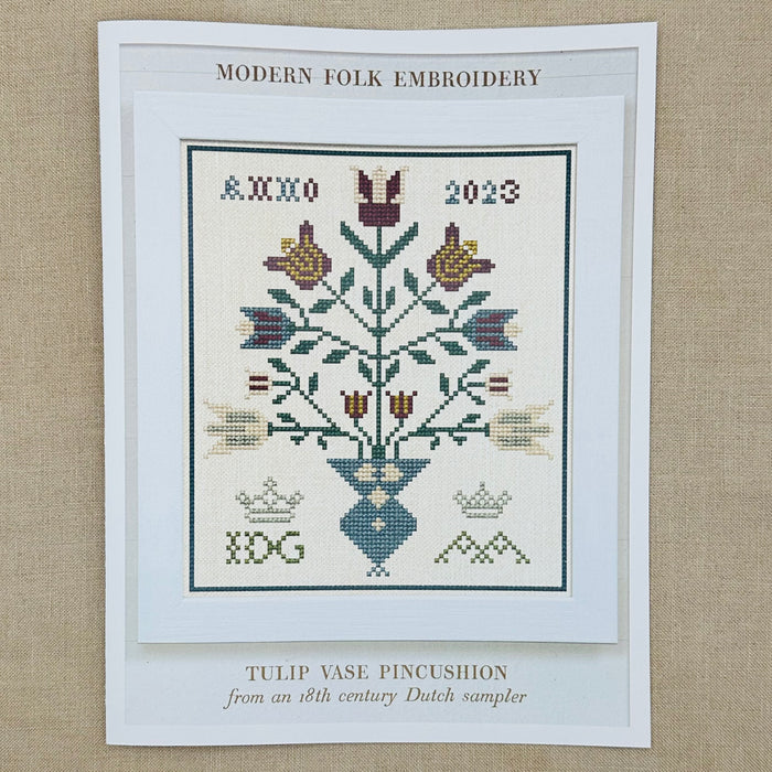 Modern Folk Embroidery -  Tulip Vase Pincushion - Booklet Chart